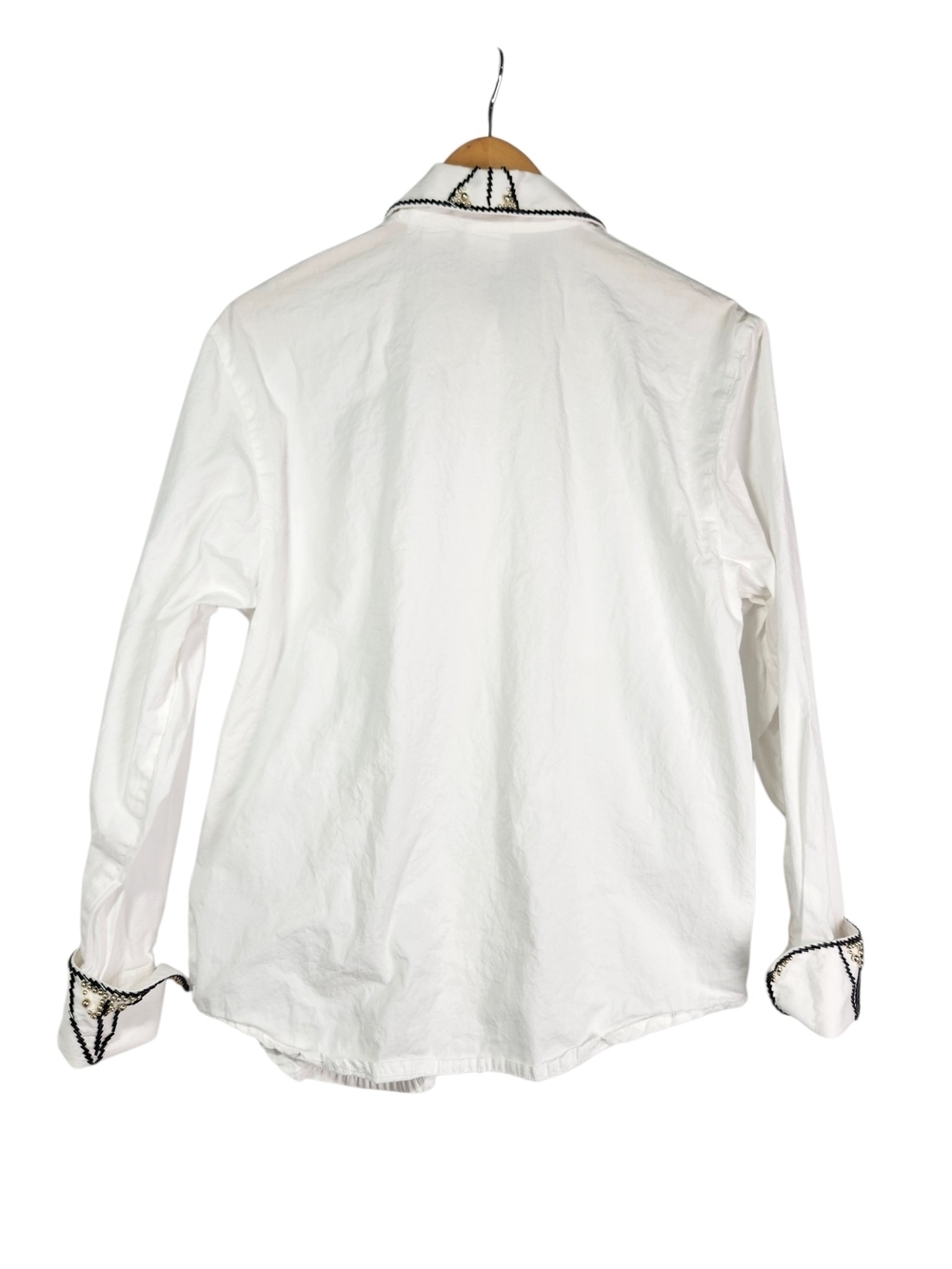 Vintage White Western Button Down Shirt Beaded Studded Embellished Long Sleeve 6 - Picture 5 of 16
